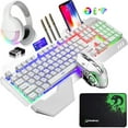 thumbnail image 1 of XINMENG K680 Wireless Gaming Keyboard Mouse Bluetooth Headset Kit with 16 RGB Backlit Rechargeable Battery Metal Mechanical Ergonomic Waterproof Removable Palm Rest for Laptop PC Gamer White, 1 of 12