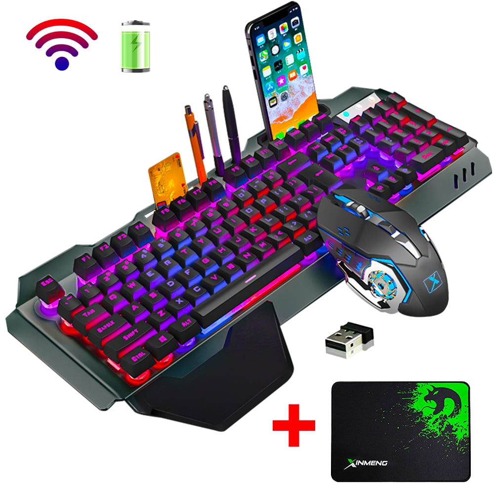XINMENG Wireless Gaming Keyboard and Mouse Combo Set, RGB Backlit