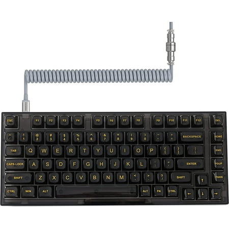 XINMENG X75 82 Key Hot Swappable Mechanical Keyboard with Transparent Keycaps, Gasket Mount 75 Keyboard, RGB Backlit Custom Gaming Keyboard for Windows/Mac (Crystal White Switch, Wired-Black)