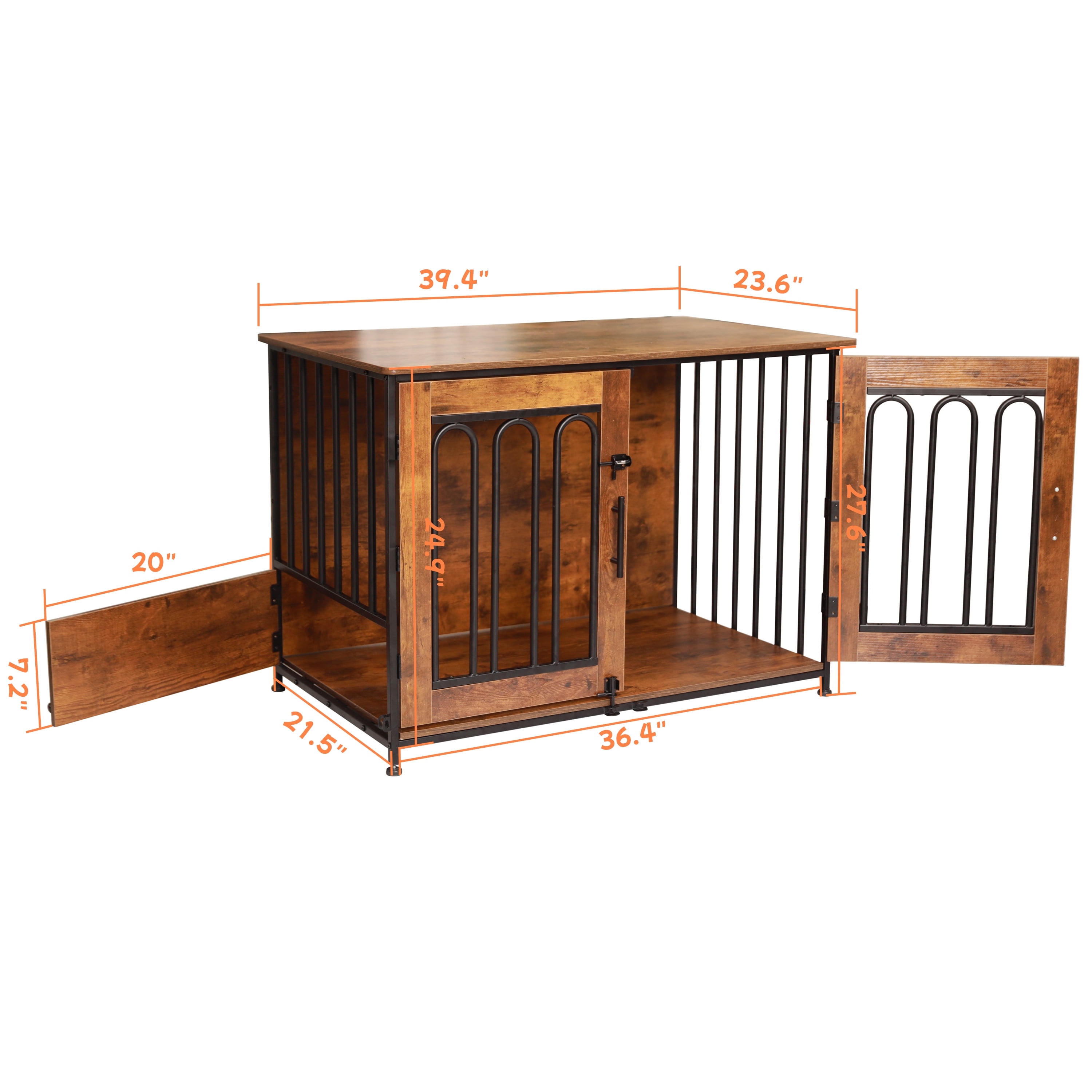 XINMICS 36.4" Dog Crate Furniture Wooden Pet Crates for Dogs Table, ThreeDoors Dog Crates for