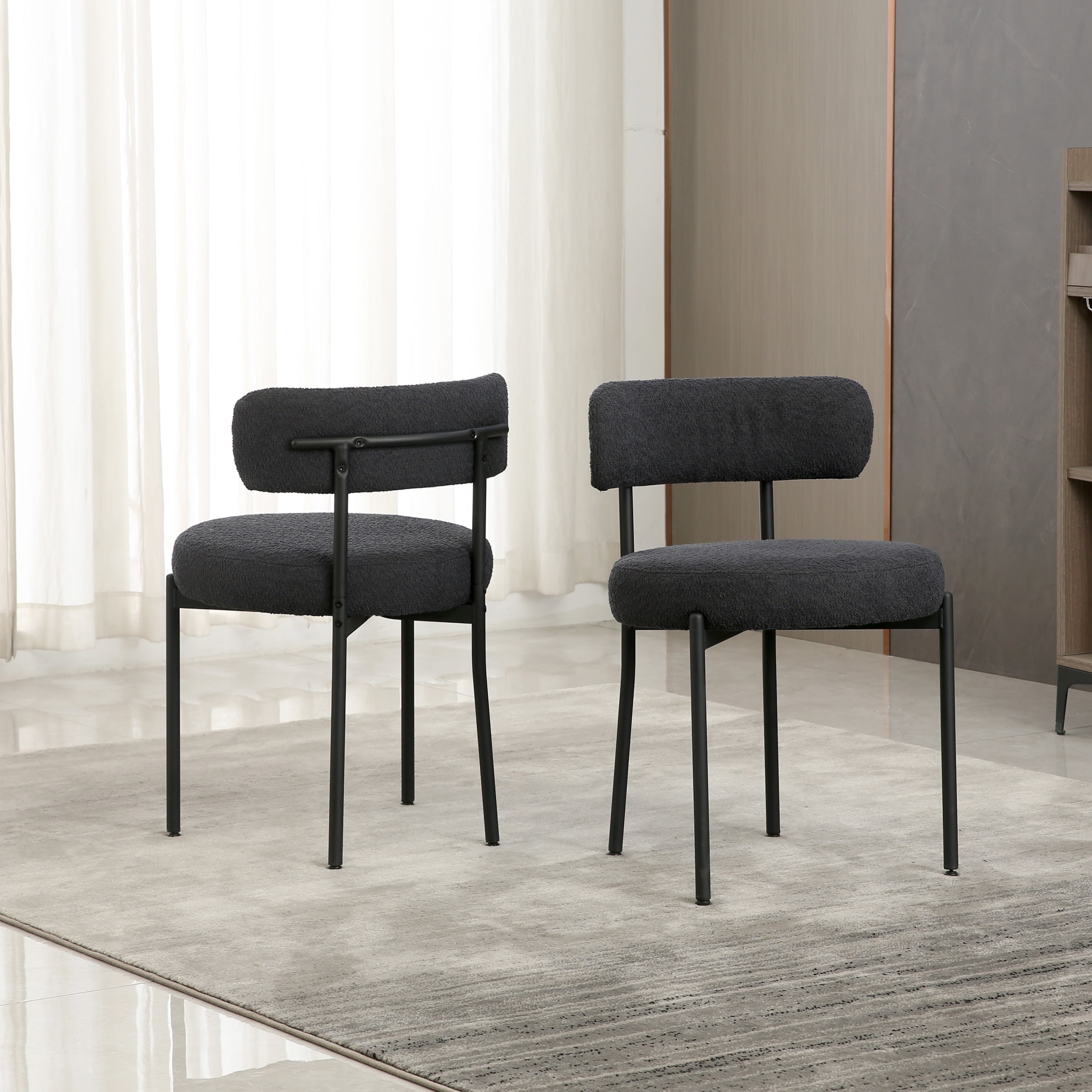 XINMICS Black Dining Chairs Set of 2, Mid-Century Modern Dining Chairs for Kitchen Dining Room