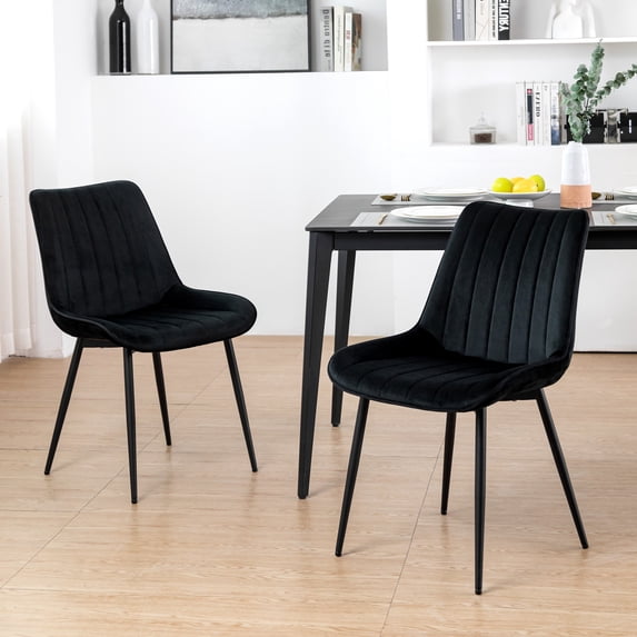 XINMICS Black Dining Chairs Set of 2 Modern Velvet Dining Room Chairs