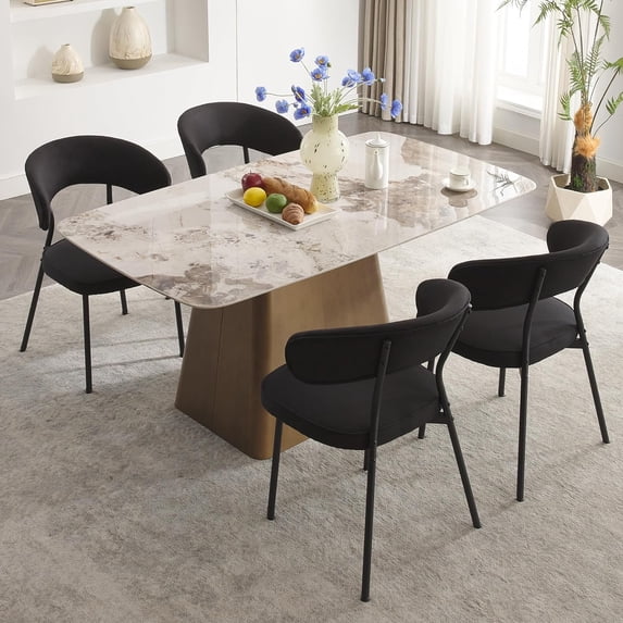 XINMICS Black Dining Chairs Set of 4 Upholstered Modern Dining Room Chairs