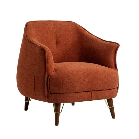 XINMICS Mid Century Accent Sofa Chair Linen Upholstered Armchair, Red