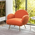 thumbnail image 1 of ALEAVIC Modern Accent Chair Reading Chair Upholstered Sherpa Armchair, Orange, 1 of 8