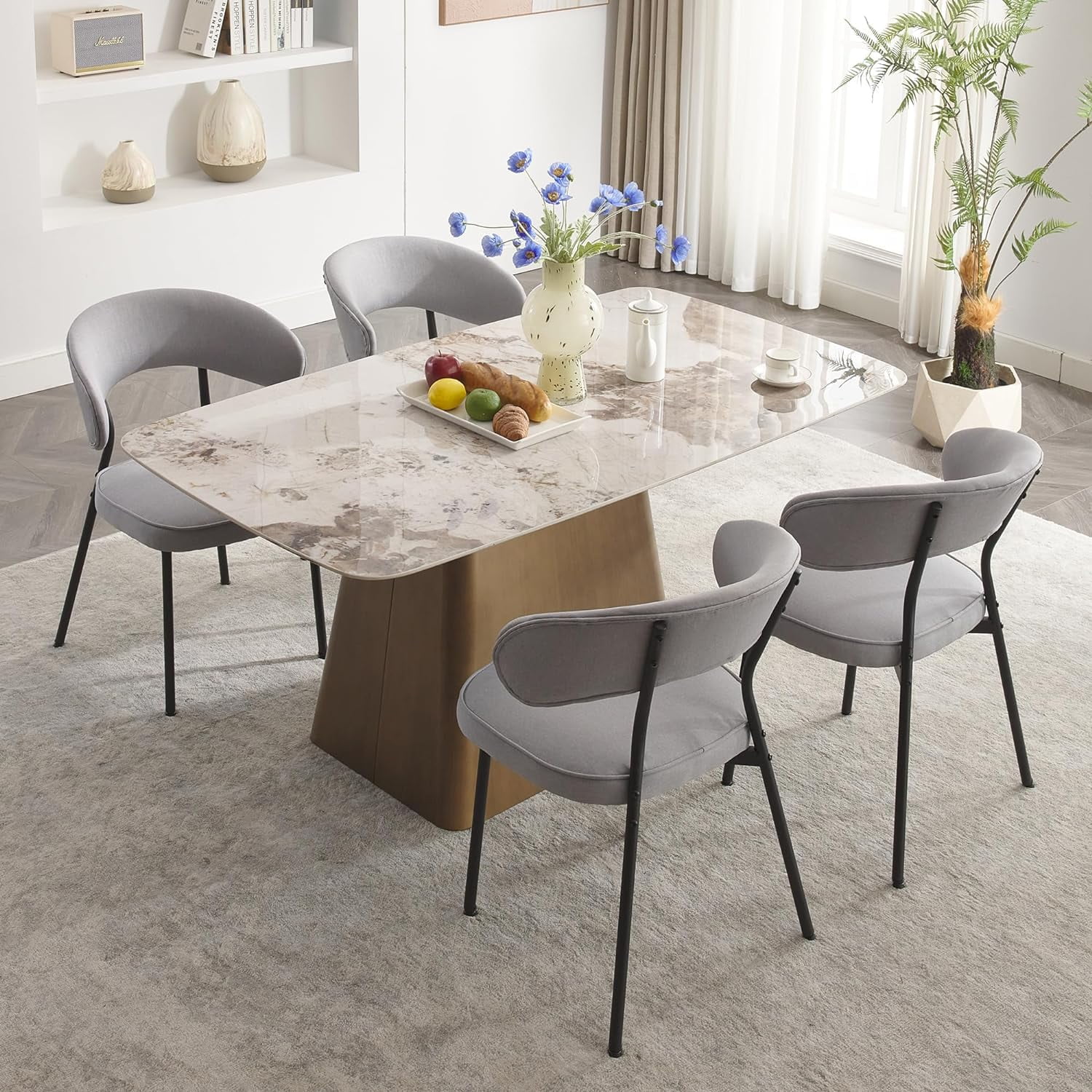 XINMICS Modern Dining Chairs Set of 4 Upholstered Dining Room Chairs ...