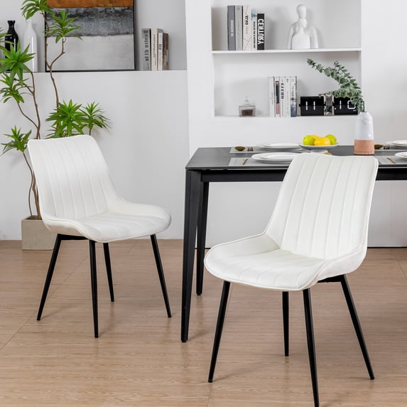 XINMICS Modern Velvet Dining Chairs Set of 2 Kitchen Chair, White