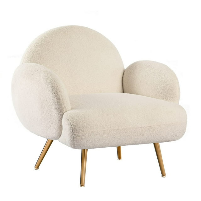 XINMICS White Accent Chair Reading Chair Modern Upholstered Sofa for