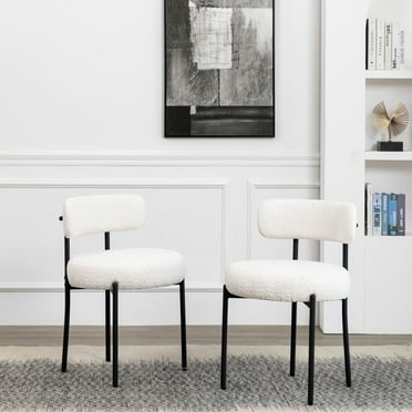 XINMICS White Dining Chairs Boucle Dining Room Chair Set of 2