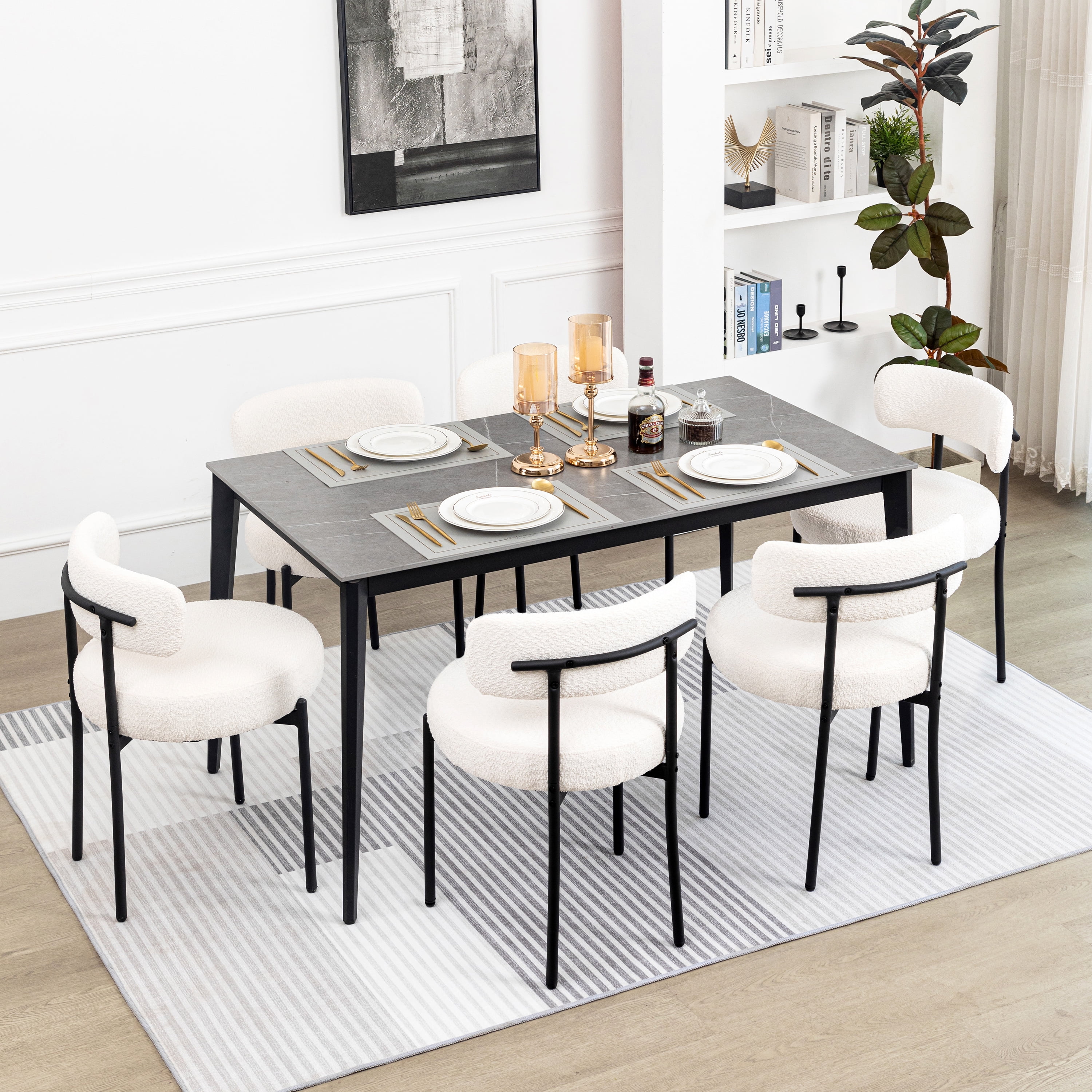 XINMICS White Dining Chairs Set Of 6 Modern Boucle Chairs For Dining xinmics-white-dining-chairs-set-of-6-modern-boucle-chairs-for-dining