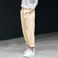 thumbnail image 1 of XINMidd Summer New Pants Female Imitation and Linen Nine Loose Thin Pants plus Size Business Casual Pants for Women High Waist Dress Pants for Women Business Casual Wide Leg Casual Pants for Women, 1 of 3