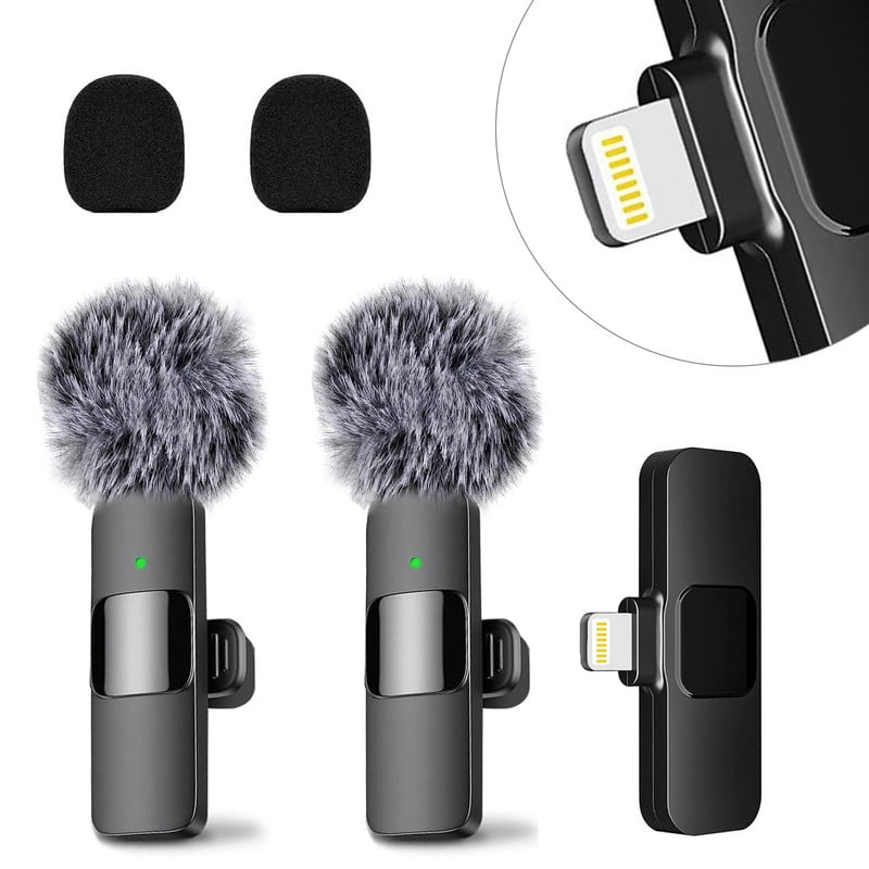 XINNIUT Wireless Lavalier Microphones with Noise Cancellation - 2 Mini Mics for Youtube Podcast Interview Vlog Livestreaming
