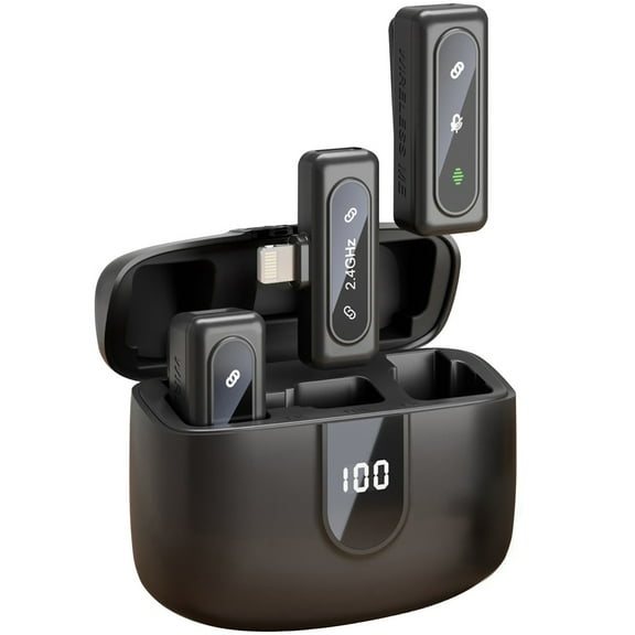 XINNIUT Wireless Lavalier Microphones with Noise Cancellation for iPhone Android - 2 Mini Mics for Youtube Podcast Interview Vlog Livestreaming