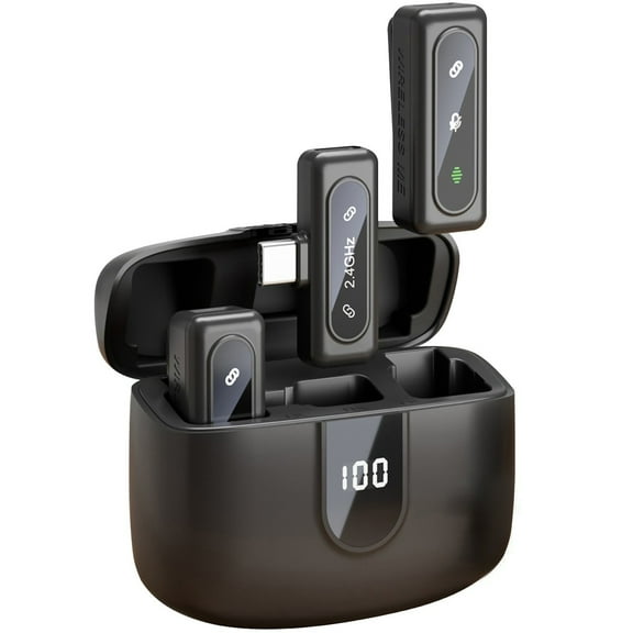 XINNIUT iPhone Android Wireless Lavalier Microphone - 2 Bluetooth Lapel Phone Mic for Video Recording Tiktok YouTube Podcast Interview