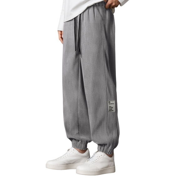XINPING Black Work Pants Men Tall Tapered Daily Casual Pants Elastic Waist Travel Performance Jogging Trousers Pant