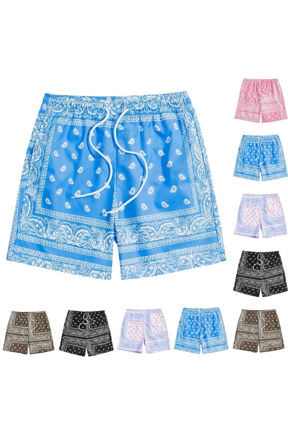 Board Shorts Men's Swim Fashion Palm Tree Print Quick-Dry Spring Break Swim Trunks with Pockets Stretch Fabric Beach Wear
