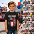 thumbnail image 1 of XINPING Boys and Girls 1776-2026 250th Patriotic T-Shirt, American Print Crew Neck Short Sleeved Casual 4th of July Summer Top for Kids, 1 of 4