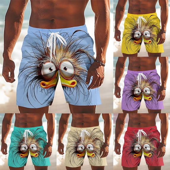 XINPING Cargo Shorts for Men Casual Palm Tree Print Quick-Dry Vacation Beach Shorts with Pockets Upf 50+ Sun Protection Summer Swimwear
