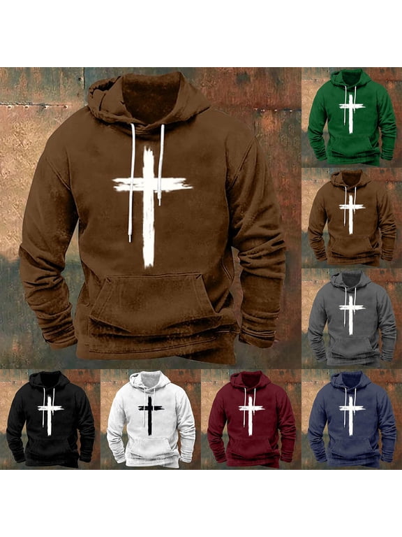 Christian Hoodies for Men Inspirational Religious Cross Sweatshirts The Great Jesus Hoodie Pullover Fashion Printed Sportswear Plus Size Hoodie Top