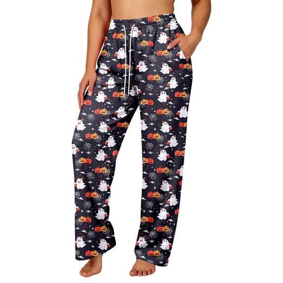XINPING Couples Pajama Pants Halloween Matching Sets Holiday Pj Pants Cute Soft Pajama Pant with Pockets Lounge Relaxed Fit Comfort Daily Wear