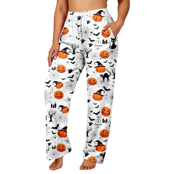 XINPING Couples Pajama Pants Halloween Matching Sets Holiday Pj Pants Cute Soft Pajama Pant with Pockets Lounge Relaxed Fit Comfort Daily Wear