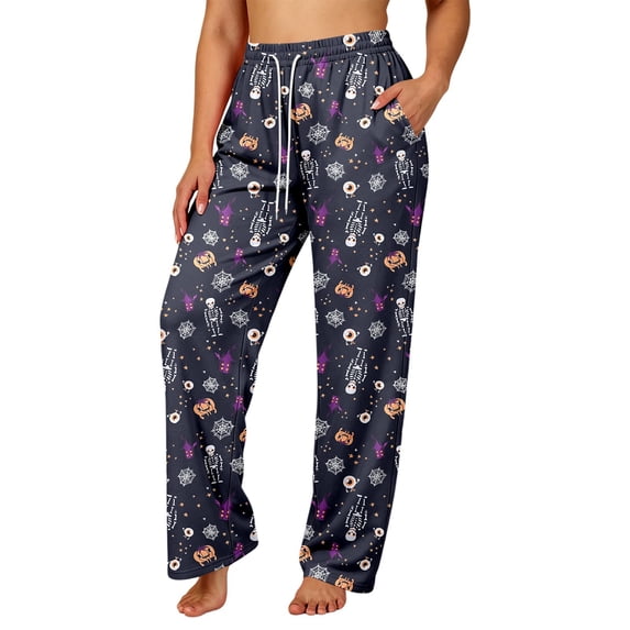 XINPING Couples Pajama Pants Halloween Matching Sets Holiday Pj Pants Cute Soft Pajama Pant with Pockets Lounge Relaxed Fit Comfort Daily Wear
