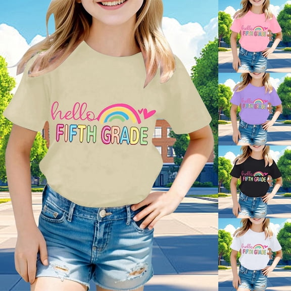 XINPING First Day Of School Shirt Kindergarten Here I Come Relaxed Fit Short Sleeve Tshirts T-Shirt Summer Outfit