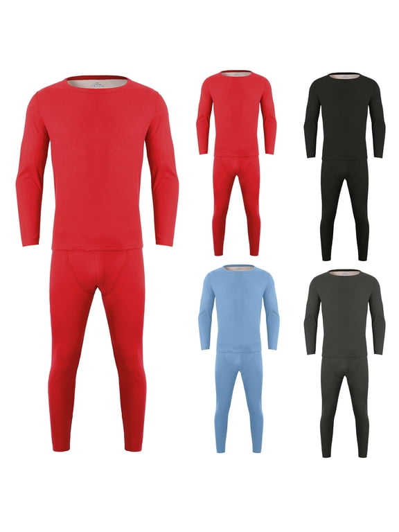 Lined Thermal Underwear Men's Set, Moisture Wicking 4 Way Stretch Long Johns, Quick Dry Top Bottom Base Layer for Cycling Running Outdoor Sports