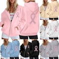 thumbnail image 1 of XINPING Hoodies Women Zip Up Hoodie Oversized Sweatshirt Jackets Spring Fall Winter Coats with Breast Cancer Awareness Ribbon Print 2026, 1 of 7