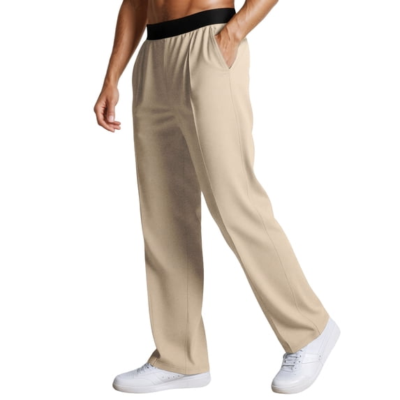 XINPING Khaki Pants for Men 32x34 Relaxed Fit Jogger Casual Pants Quick Dry Pleated Slacks Summer Beach Trousers