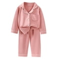 XINPING Kids Pajama Set with Notched Lapel Collar, Fleece Button Up Top ...
