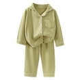 XINPING Kids Pajama Set with Notched Lapel Collar, Fleece Button Up Top ...