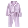 XINPING Kids Pajama Set with Notched Lapel Collar, Fleece Button Up Top ...