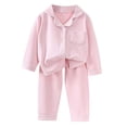 XINPING Kids Pajama Set with Notched Lapel Collar, Fleece Button Up Top ...