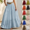 thumbnail image 1 of XINPING Long Skirts for Women Boho Slim Fit Hawaiian Breathable Summer Pleated High Waisted Casual Long Skirts with Pockets, 1 of 6