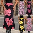 thumbnail image 1 of XINPING Long Skirts for Women Plus Size Ruffle Hem Floral Cute Women's Flowy Handkerchief Hemline Midi Skirt, 1 of 5