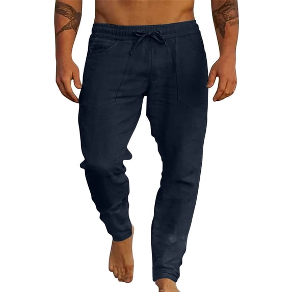 XINPING Men Pants Loose Fit Machine Washable Pants Stretch Active Athletic Workout Pants with Pockets