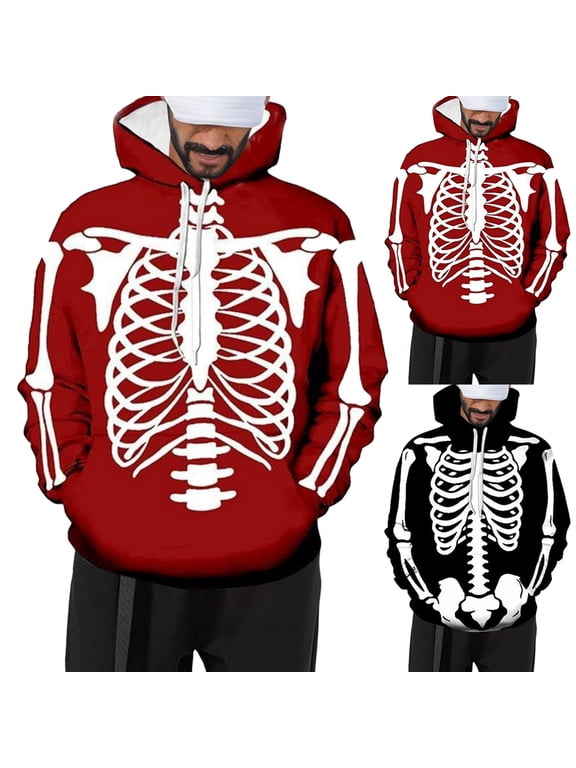 Men Skeleton Hoodie Sweatshirt Scary Movie Sweatshirt 3D Digital Print Cos Pullover Streetwear Gifts Unisex for Men Women