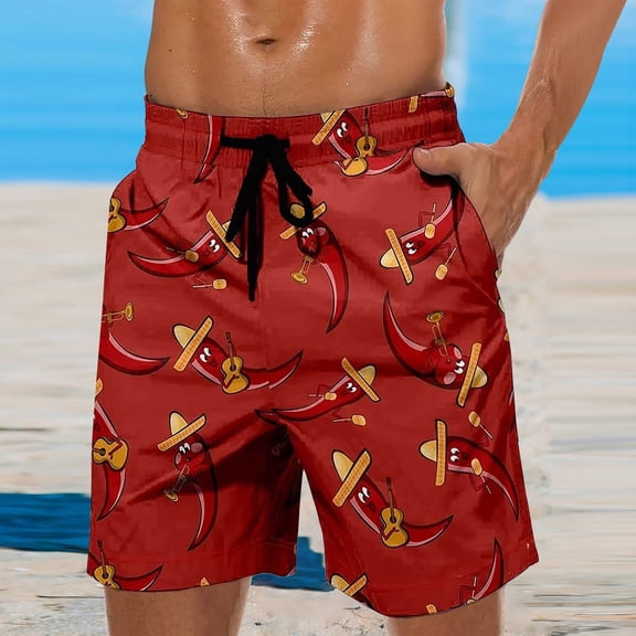 XINPING Men Swim Shorts No Liner Fashion Tropical Print Quick Dry Spring Break Swim Trunks with Pockets Upf 50+ Sun Protection Beach Shorts Bathing Suits