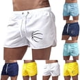 thumbnail image 1 of XINPING Men's Board Shorts with Four-Way Stretch Breathable Hawaiian Print Quick Dry Spring Break Swim Trunks with Pockets Upf 50+ Sun Protection Mens Summer Clothes, 1 of 4