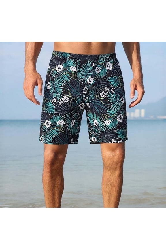 Men's Swim Trunks 9" with Pockets Quick Dry Printed Bathing Suit Built-in Board Shorts Beach Swimwear Pool Shorts