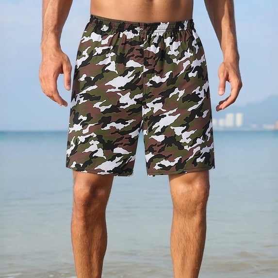 XINPING Men's Swim Trunks 9" with Pockets Quick Dry Printed Bathing Suit Built-in Board Shorts Beach Swimwear Pool Shorts