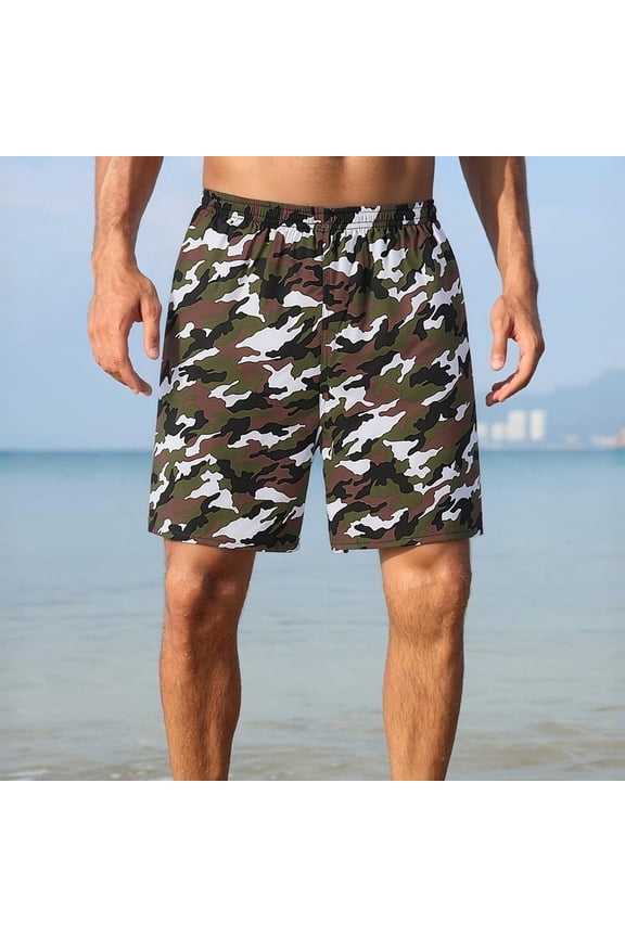 Men's Swim Trunks 9" with Pockets Quick Dry Printed Bathing Suit Built-in Board Shorts Beach Swimwear Pool Shorts