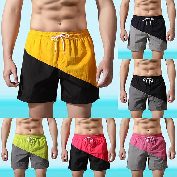 XINPING Men's Swim Trunks Xl Fashion Tropical Print Quick Dry Pool Swimming Trunks with Pockets Stretch Fabric Summer Swimwear