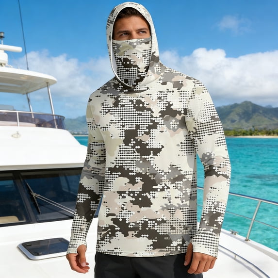 XINPING Men's UPF 50+ Sun Protective Hiking Shirt, Summer Breathable Long Sleeve UV Protection Pullover for Work, Travel and Outdoor