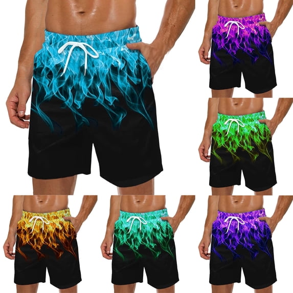 XINPING Mens Shorts Casual Retro Palm Tree Print Quick-Dry Spring Break Swim Trunks with Pockets Anti-Chafe Beach Wear