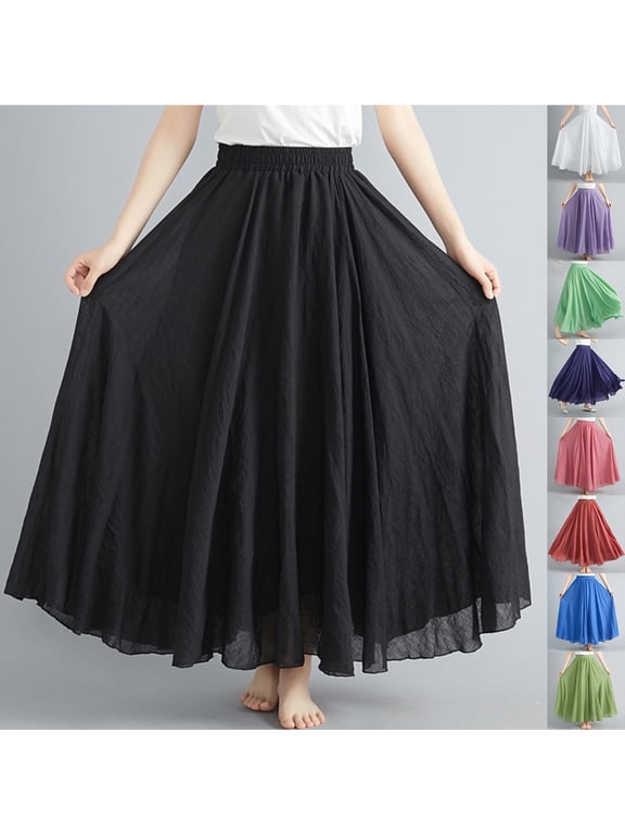 Plus Size Skirts for Curvy Women Relaxed Fit Polka Dot Stretchy Women's Flowy Handkerchief Hemline Midi Skirt