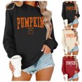 thumbnail image 1 of XINPING Pumpkin Season Sweatshirt Women Fall Crewneck Halloween Shirt Graphic Long Sleeve Thanksgiving Pullover Top Relaxed Fit Casual Hoodless Tops, 1 of 3