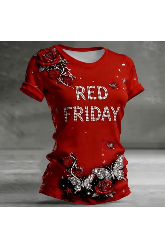 Red Friday T-Shirt for Women, Remember Everyone Deployed Veteran Shirt, Patriotic American Flag Shirts