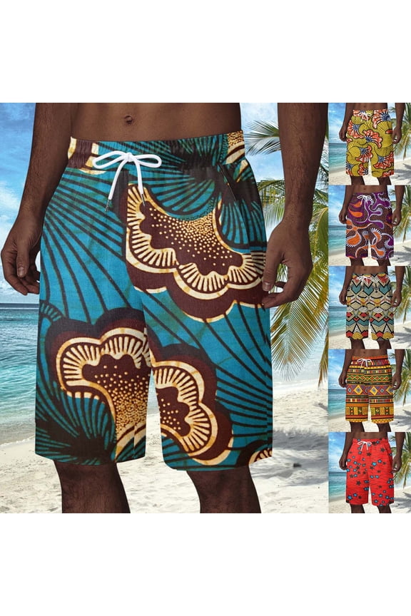 Swim Trunks with Compression Liner Breathable Floral Swim Trunks Quick Dry 4th Of July Swim Trunks with Pockets Anti-Chafe Beach Wear